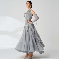 B-2052 Gris De Haute Qualité Standard Salle De Bal Robe Lisse Haut De gamme Personnalisé Valse Tango Robe Pour Concours