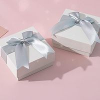 Boîte d'emballage cadeau pour bijoux avec ruban, étui pour bague, boucles d'oreilles, collier, en papier de lin imprimé cristal, élégant, vente en gros, multicolore