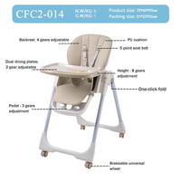 Chaise haute bébé haut de gamme Clafbebe OEM, pliable, rangement en un clic, avec ceinture 5 points, double plateau et roues, pour bébés de 6 à 36 mois