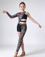 Costume de danse jazz à sequins imprimé zèbre coloré, tenue de danse irrégulière à une manche longue pour filles, pour performance