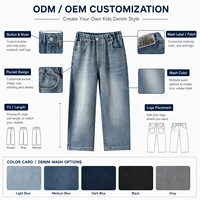 Jeans en denim à jambe large pour enfants, taille élastique, délavage vintage, coupe ample, pantalon baggy pour tout-petits garçons et filles, tenue décontractée pour la rentrée scolaire