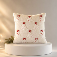 Housse de coussin de Noël brodée sur mesure 45x45 cm en velours vert forêt et or, motif arbre, décoration nordique pour canapé et maison