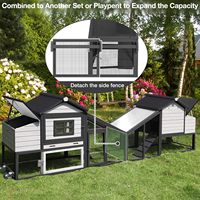 Poulailler portable en bois moderne avec roues, plateau anti-fuite, toit résistant aux UV, nichoir pour poules, canards, lapins (noir)