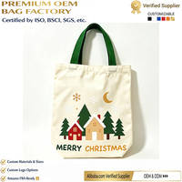Sac de courses en toile réutilisable personnalisé pour Noël, sac fourre-tout pour bonbons de Noël, idéal pour les cadeaux