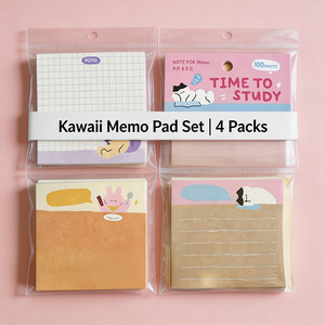 Bloc-notes autocollants mignons en forme d'animaux de dessin animé, lot de 4, adhésifs colorés pour l'école et le bureau - Product Image 2