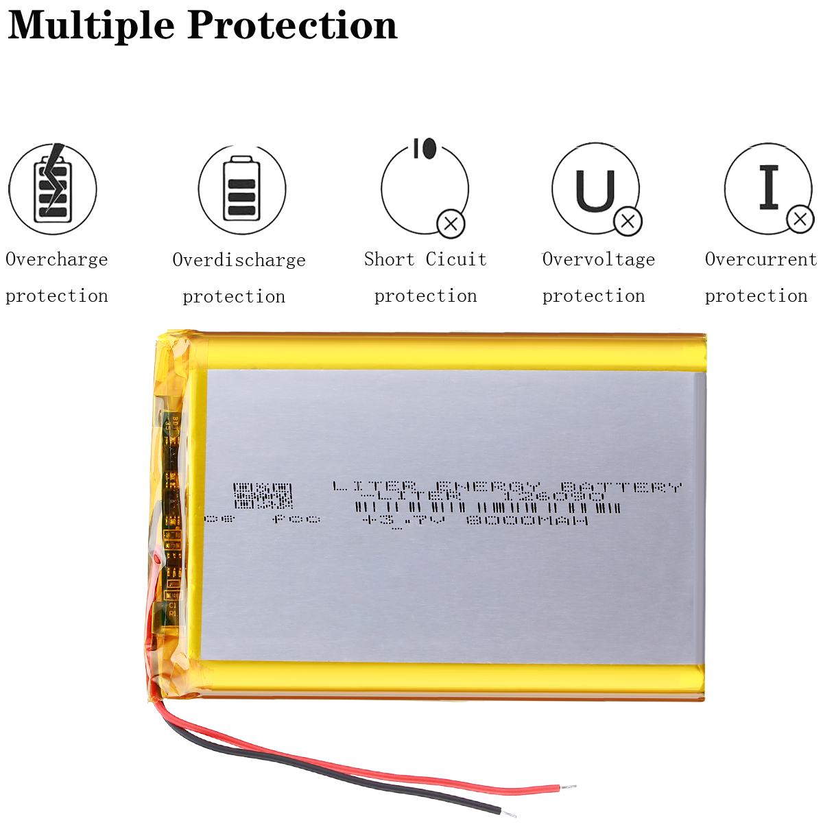 126090 3.7v 8000mah Lithium Ion Battery for GPS Power Bank