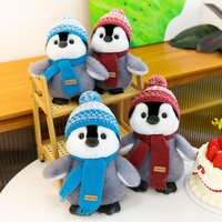 Peluche de Noël personnalisée avec logo, pingouin en coton PP, bonnet et écharpe tricotés, animal en peluche doux, unisexe, vente directe d'usine