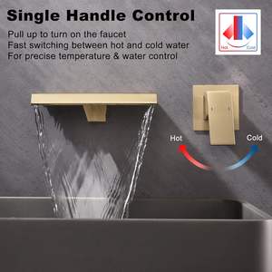 Montatura a parete a cascata rubinetto del bagno a parete rubinetto del lavandino, maniglia singola a parete montato a parete moderno rubinetto con aggiornato ruvido in valvola - Product Image 2