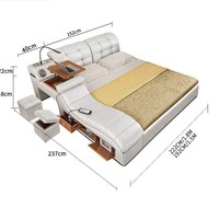2025 Neu Entworfenes Luxuriöses Leder-Smartbett Multifunktionales Bett Queensize mit Stauraum Massage Musik Maßgefertigte Schlafzimmermöbel