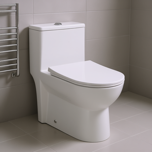 Inodoro de Una Pieza con Doble Descarga, Taza Alargada, Cerámico, de Suelo, Diseño Contemporáneo para Baño - Product Image 2