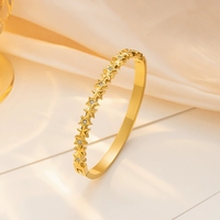 Bracelet en acier inoxydable avec zircon, style INS tendance, pour femmes, plaqué or 18 carats, bracelet fin à pentagramme, bijoux