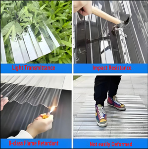 Feuille de toit résistante aux UV PC Tuiles de polycarbonate transparentes en plastique translucide de 1.2mm Feuilles de soleil Feuille ondulée en polycarbonate - Product Image 6