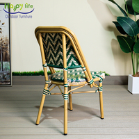Ensemble de mobilier de jardin moderne Happy Life : Table de restaurant, chaises empilables en aluminium et rotin plastique pour cuisine et école