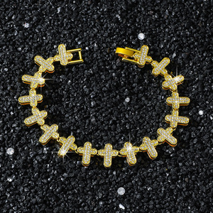 2026 Hot Selling Simple Design Geometric <b>Cross</b> <b>Chain</b> Bracelet Hiphop Alloy Gold Silver Plated Men's Bracelets Fashion Jewelry - Product Image 1