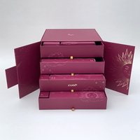 Boîte cosmétique rose à double porte avec impression dorée, calendrier de l'avent en papier, boîtes de calendrier de l'avent pour filles