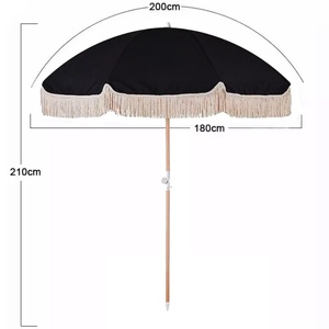 Sombrilla de Patio Elegante con Borlas Decorativas de 1.8M, Duradera, con Inclinación Ajustable para Exteriores - Product Image 6