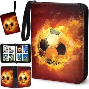 Carpeta <span class=keywords><strong>de</strong></span> 4 bolsillos, organizador <span class=keywords><strong>de</strong></span> tarjetas coleccionables <span class=keywords><strong>de</strong></span> fútbol, álbum <span class=keywords><strong>de</strong></span> tarjetas deportivas <span class=keywords><strong>de</strong></span> cuero PU impermeable para tarjetas coleccionables <span class=keywords><strong>de</strong></span> fútbol - Product Image 4