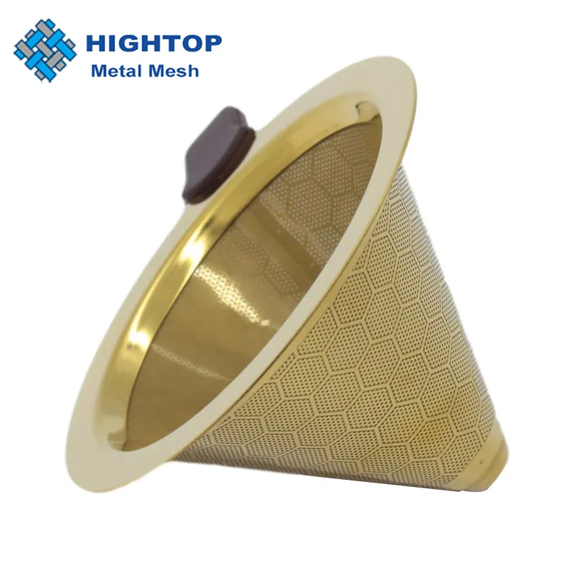 1-2 Cup Food Grade Gold Stainless Steel Drip Coffee Strainer Coffee Filter