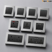 Interrupteur mural universel industriel en acier inoxydable brossé, type UK, prise de charge rapide 18W type C, 220V, 4 prises électriques