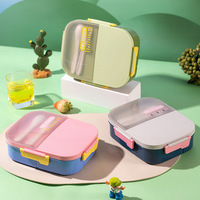 Boîte à lunch compartimentée à quatre sections avec gobelet, compatible micro-ondes, qualité alimentaire, pour étudiants