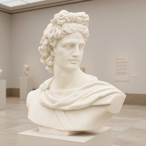 Statua in Marmo Fatta a Mano del Busto del Dio Greco-Romano Apollo, Scultura per Collezione Personale e Ornamento per Soggiorno - Product Image 1