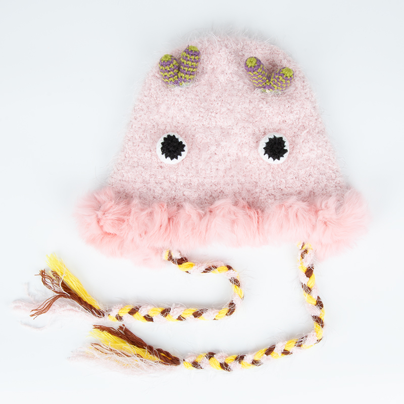 Cute Kawaii Furry Long Braid Y2K Grunge Little Monster Beanie Hat