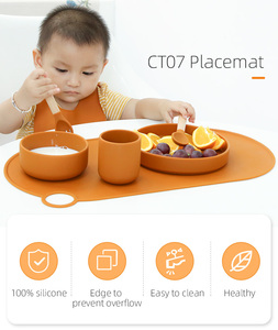 シリコーンプレイスマットセット滑り止め給餌テーブルコースター洗える四角いペット用 - Product Image 4