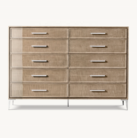 Sassanid OEM nouveauté style international ameublement laqué bisque acier inoxydable poli Benoit commode à 10 tiroirs