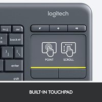 Logitech K400Plus Keyboard TV pintar Android, komputer Laptop Panel sentuh nirkabel hitam