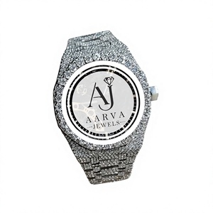 AARVA JEWELS Montre de luxe pour femme avec diamants, bracelet en acier inoxydable, quartz analogique, boîtier rond de 38 mm, cadran saphir, fermoir papillon - Product Image 1