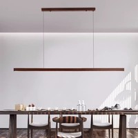 Luminaire suspendu linéaire LED en bois de noyer de 180 cm, design moderne, lampe suspendue en bois, éclairage suspendu pour salle à manger