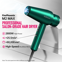 Sèche-cheveux FirePhoenix M2 MAX OEM 2800W Ionique 12 modes de flux d'air 3 buses diffuseur magnétique auto-nettoyant 485g 220V-240V