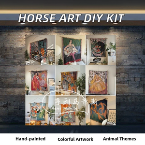 Phong cách hiện đại ngựa hoa tự làm kỹ thuật số vẽ tay vải khung gỗ vừa dầu hỗ trợ cơ sở giấy có tính năng động vật - Product Image 3