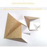 Boîte pliante triangulaire conique en papier kraft jetable de qualité alimentaire EUDR pour frites et gâteaux