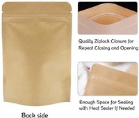 Pochette en papier kraft brun transparente, hermétique, debout, avec fermeture éclair, refermable, thermoscellable