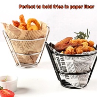 BSCI approvisionnement d'usine métal noir Chrome or panier de nourriture personnel Mini pain frites frites panier de service pour Restaurant