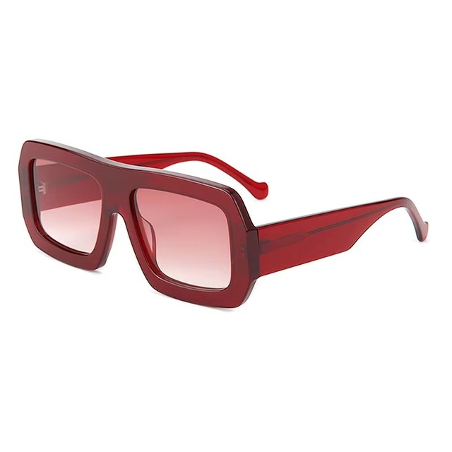 Bold Retro Flat Top Oversized Shield Acetate Sunglasses Women with UV400 Protection for Street Fashion