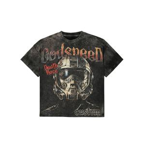 <span class=keywords><strong>T</strong></span>-<span class=keywords><strong>shirt</strong></span> <span class=keywords><strong>vintage</strong></span> nera sbiadita da uomo, 230 GSM, in maglia lavata, oversize con spalle scese, stampa serigrafica personalizzata, vestibilità ampia, streetwear - Product Image 6