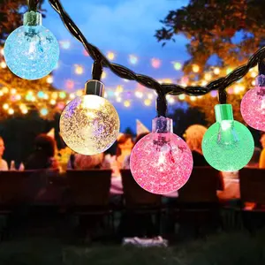 Bola de Navidad transparente decoración brillante rellenable con luces Led fábrica personalizar adornos colgantes para árboles fiesta al aire libre
