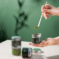 Usine en stock Rond Vide Mat Finition Matcha Peut Étain De Qualité Alimentaire 30 g 60x60 Poudre Matcha De Qualité Personnalisée Japon Étain avec Couvercle