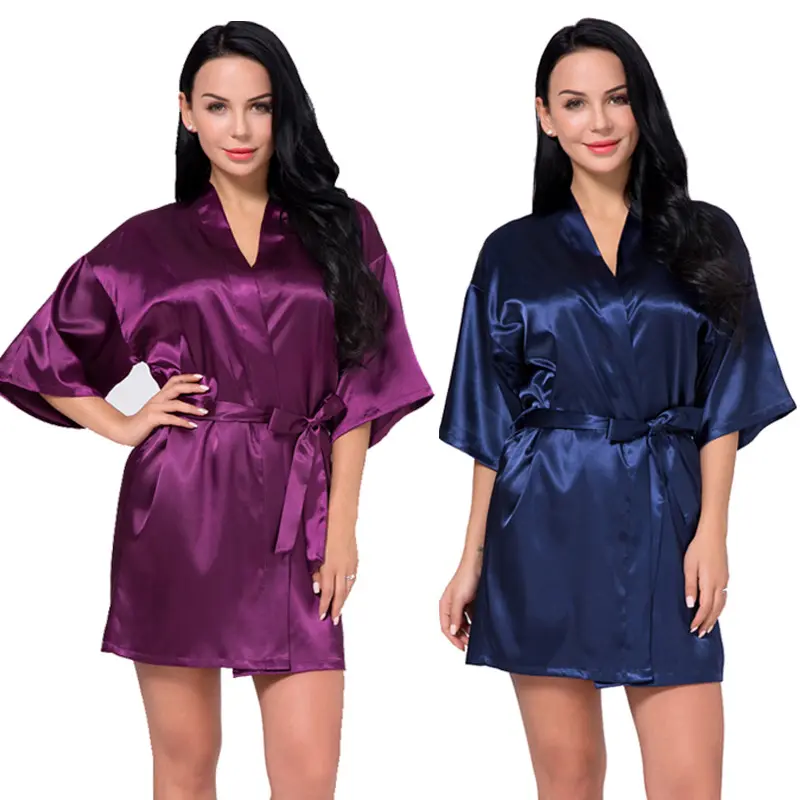 Summer women's nightgown plus size sleepwear ladies solid color silk nightdress Night Gowns For women home dresses