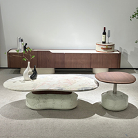 Table basse en bois style nuage moderne pour salon, couleur crème, convertible et durable
