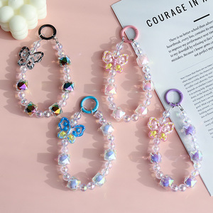 Ánh sáng sang trọng kim cương mạ điện thoại chuỗi ba trong một Keychain, tai nghe treo trang trí, ngắn chống mất chuỗi trang trí - Product Image 1