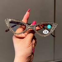 0150 Kacamata Fashion Anti-blue Light Model Cat Eye Kecil Wanita Bingkai Kacamata Berlian 2026