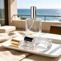 Flacon de parfum vide en verre transparent carré, atomiseur de parfum rechargeable, flacon cosmétique pour emballage de parfum et d'huiles essentielles