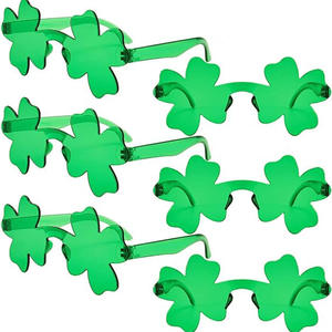 Lunettes de soleil en forme de trèfle, sans monture, vertes, style bouclier, unisexe, pour la fête de la Saint-Patrick, verres décoratifs miroir - Product Image 2