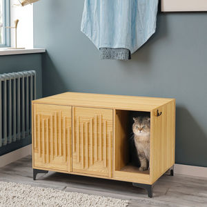Kunden spezifische Katzen toilette im Möbels til mit Kissen Holzhaus Indoor Pet Cabinet mit Katzen form Loch Tisch oberfläche - Product Image 2