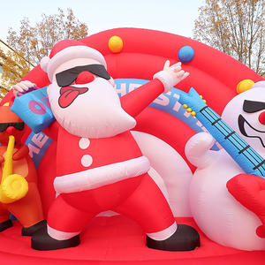 Escenario Inflable con un Genial Papá Noel Tocando la <span class=keywords><strong>Guitarra</strong></span>, Muñeco de Nieve y Reno Musical, Espectáculo Navideño - Product Image 3