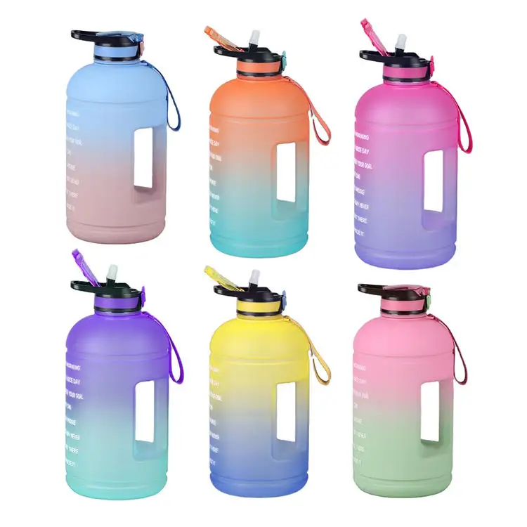 AilinGalaxy 3500ml Bpa ücretsiz özel Logo açık spor salonu büyük su sürahisi zaman işaretleyici plastik su şişeleri ile