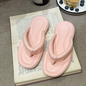 Thick Soled Flip-flops Ladies Solid Color Fashion <b>Slippers</b> Leisure Summer Beach <b>Slippers</b> Wholesale Women - Product Image 5